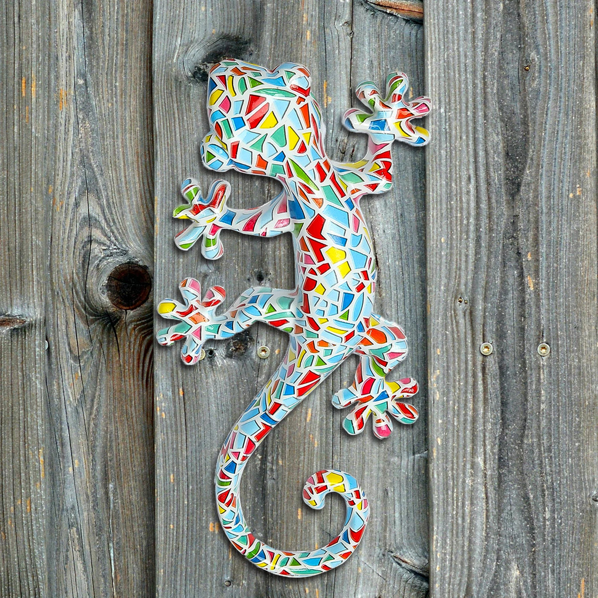 Gecko bleu ciel résine décoration extérieur