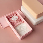 boîte savon moule biscuit motif floral couleurs rose blanc japonais