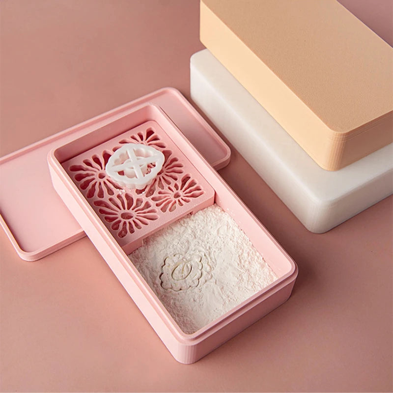 boîte savon moule biscuit motif floral couleurs rose blanc japonais