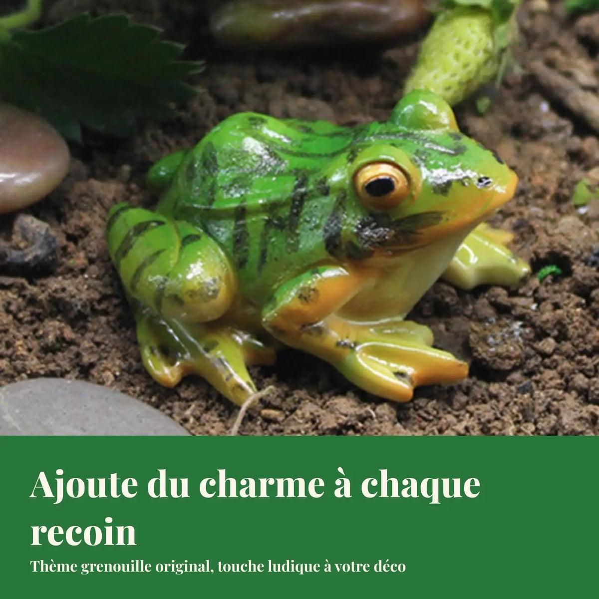 statue grenouille verte réaliste deco jardin ludique extérieure animaux decor vertesextérieur ornement