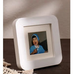 cadre photo moderne 9x9cm marron blanc bois carré arrondi enfant déco maison minimaliste