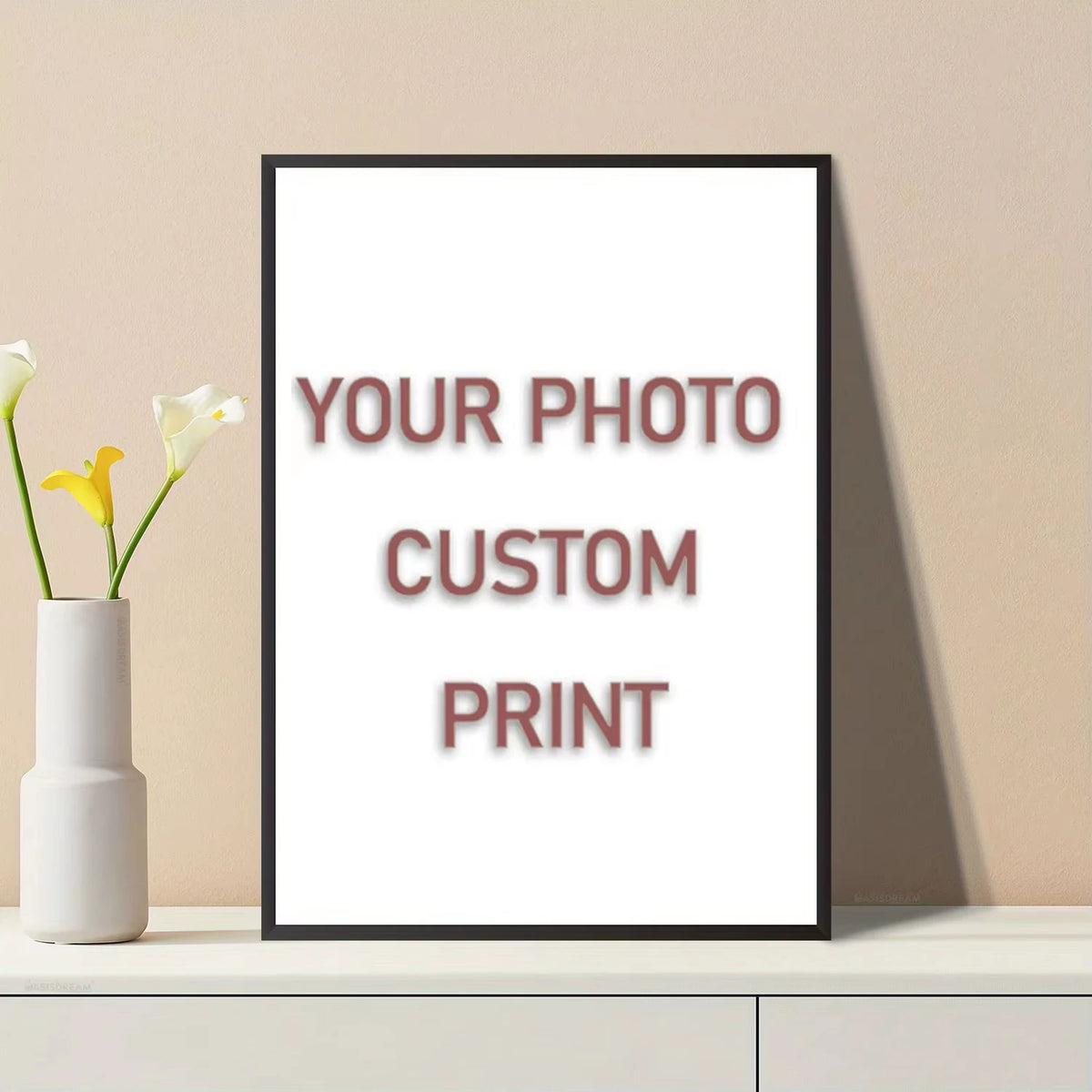 toile personnalisée impression hd photo murale decoration salon coton blanc tableaux accrochage fleurs vase