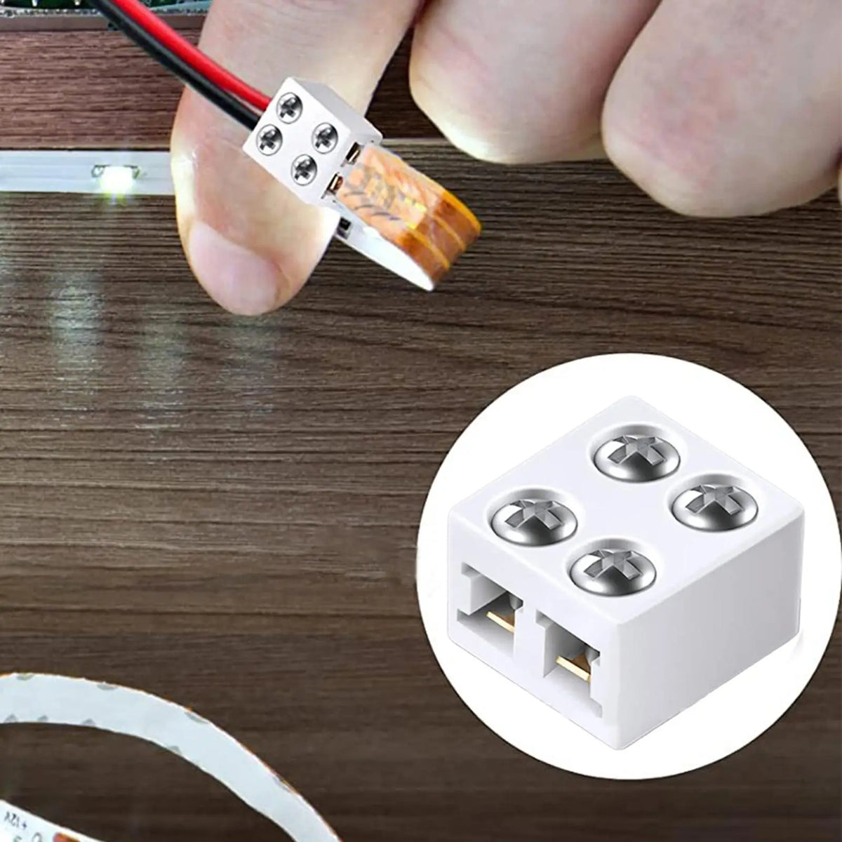 connecteur ruban led blanc vis moderne câble rouge noir fixationsoutil électricalumière électronique