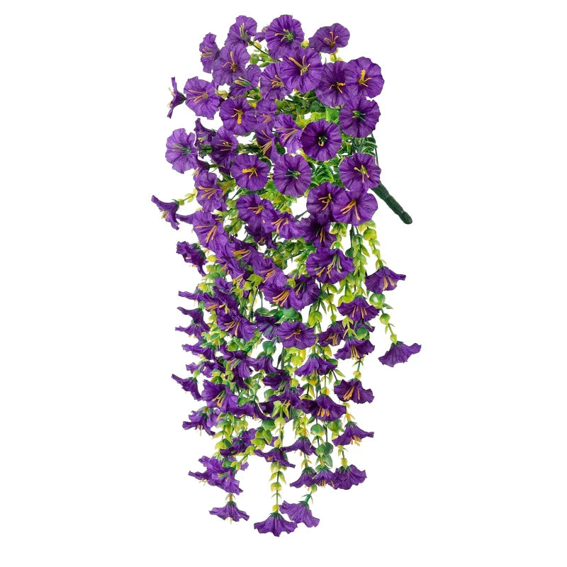 décoration murale guirlande florale artificielle cascade rose violet jaune blanc orange intérieur