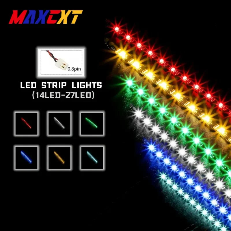 ruban led 14lumieres rouge vert bleu blanc moderne clips fixation 15cm 22cm 11cm