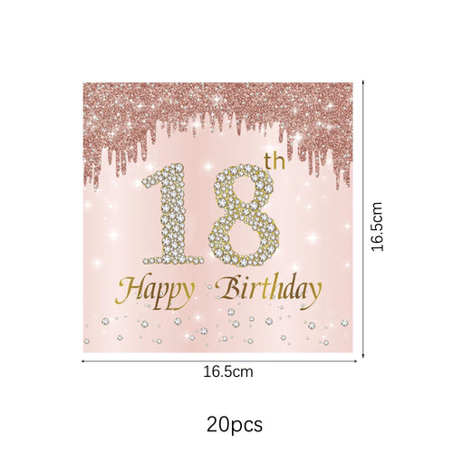 ensemble vaisselle jetable anniversaire rose gold assiettes serviettes gobelets pailles paillettes décoratif fête