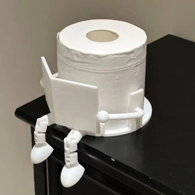 porte rouleau papier toilette anthropomorphe blanc gaufré lisse humeur adaptable table toilette