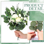 guirlande végétale artificielle vert feuilles ovales fleurs blanches décoration extérieure mariage anniversaire bohème champêtre