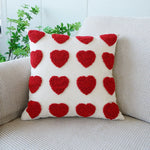 taies d'oreiller jacquard brodé fleurs cœurs LOVE divers couleurs décoration intérieure romantique printemps