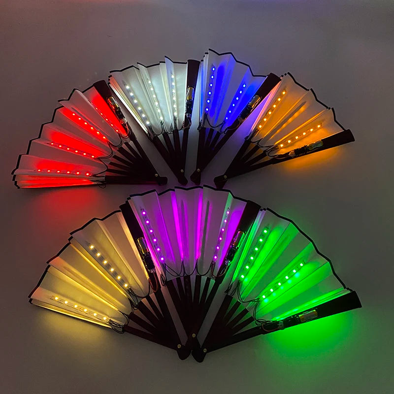 éventail lumineux pliable noir blanc rayures fête mariage carnaval accessoires accessoires décoratifs lumière led