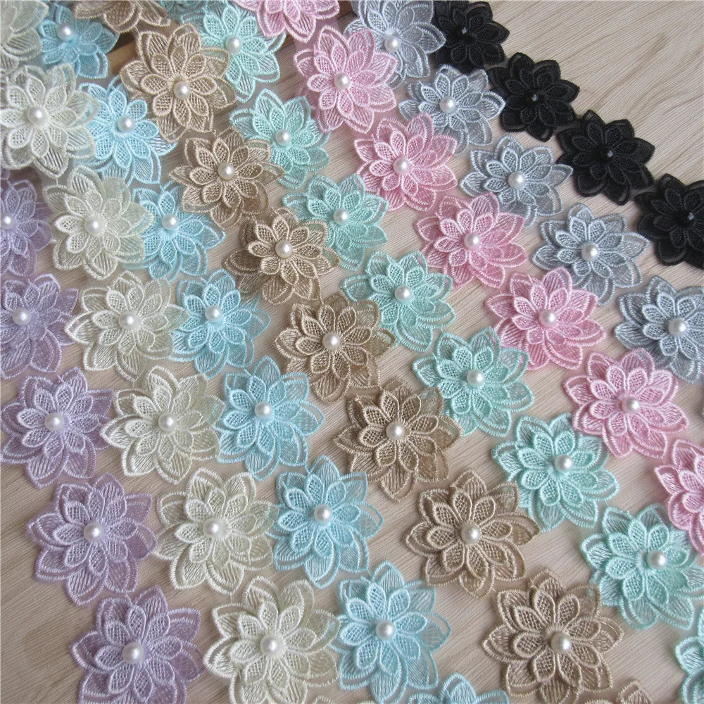 broderie fleur dentelle polyester blanc soluble decoration artisanale materiaux bricolage echangable erotique