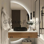 Miroir mural demi-rond 50cm dans salle de bains