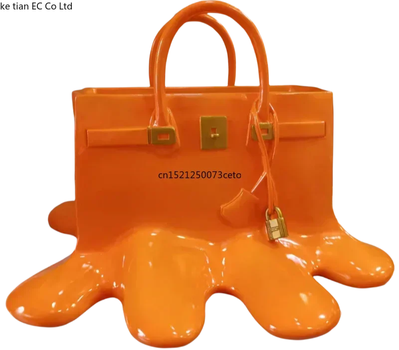 vase resine moderne sac birkin rose vif blanc doré élégant brillant 28cm