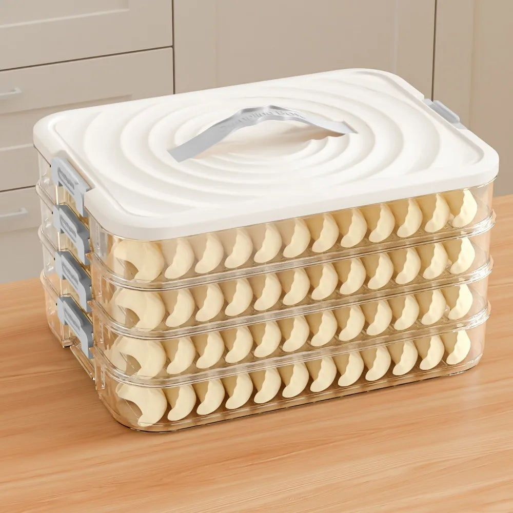 boîte rangement transparente réutilisable qualité alimentaire plastique moderne pratique poignées couvercle blanc beige
