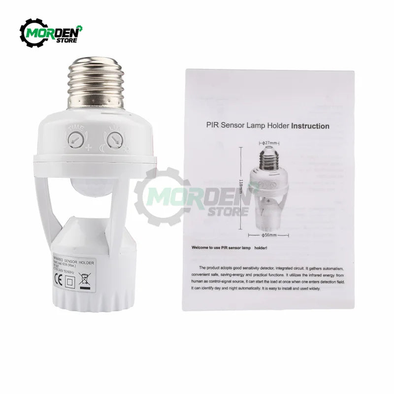 convertisseur led e27 pire capteur mouvement douille lampe moderne instruction blanc