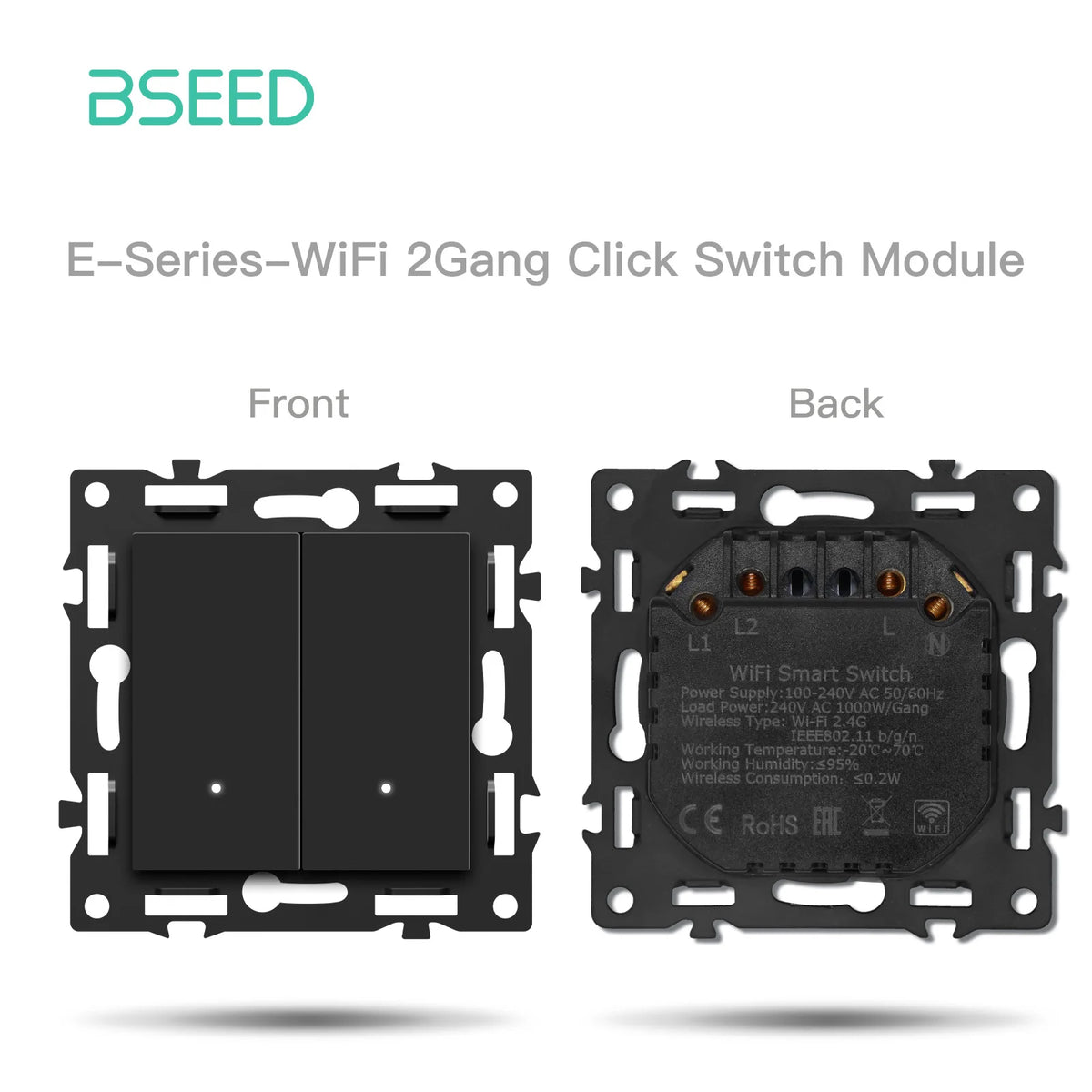 interrupteur électrique intelligent wifi noir moderne affichage led connecteurs usb