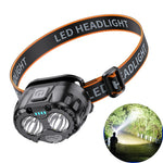 lampe frontale led rechargeable ipx4 clip noir orange éclairage camping pêche usb portable modulaire