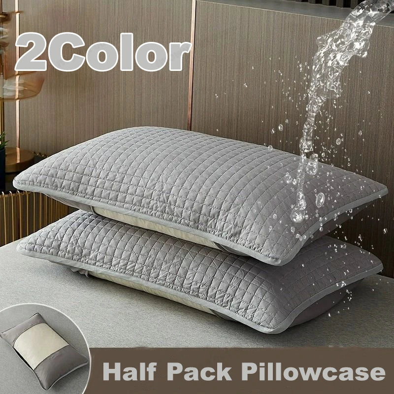 protège oreiller quilté gris clair moderne housse coussin coton polyester hypoallergénique respirant