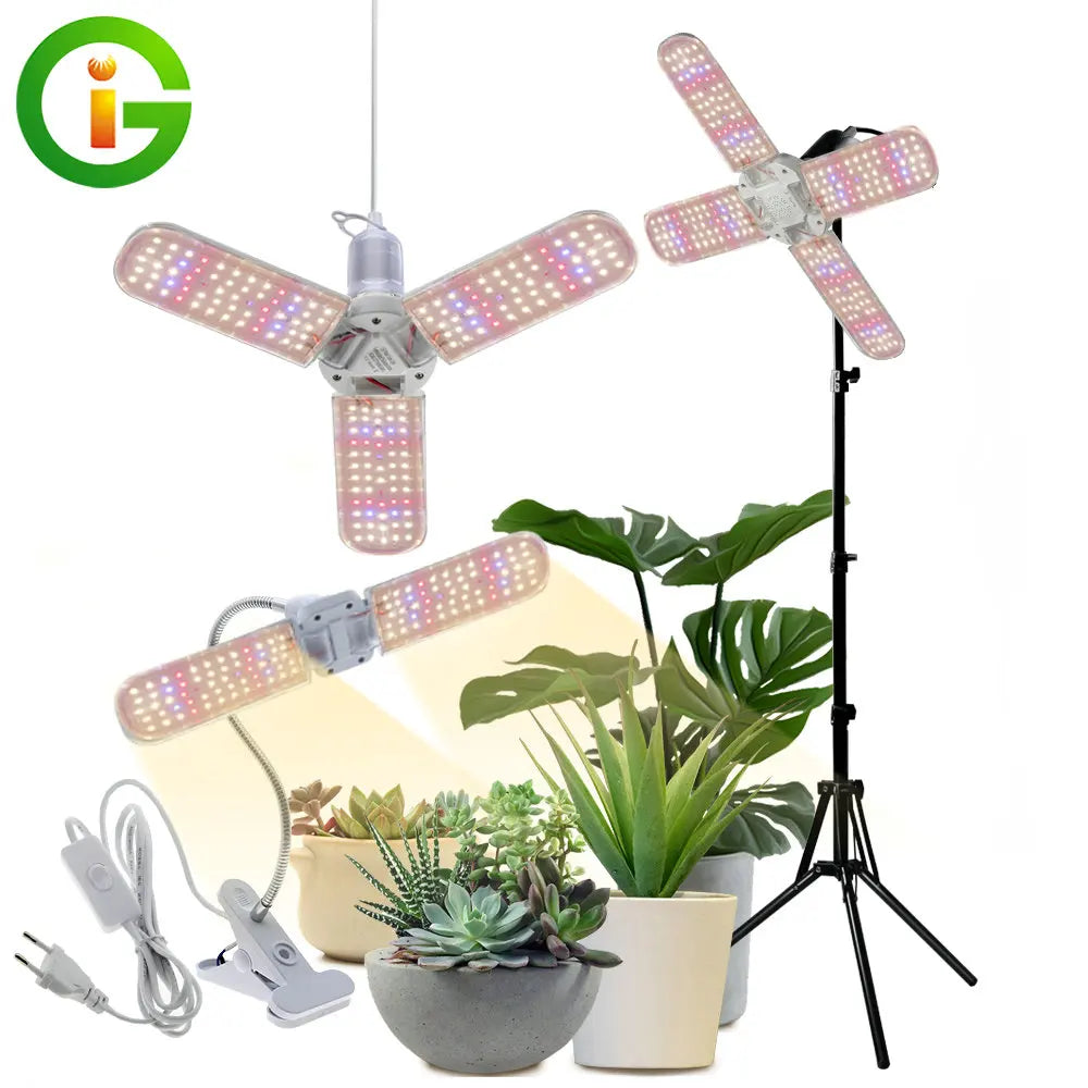lampe led croissance plantes intérieur spectre complet trépied ajustable clip fixation