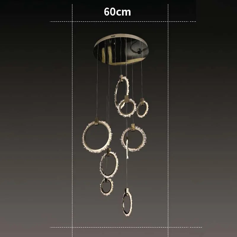 suspension circulaire or élégante strass contemporaine clips câbles haute qualité certifications multiples