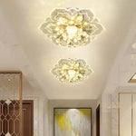 plafonnier moderne fleur cristal blanc doré transparent cuisine salon chambre