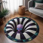 tapis rond lune astronaute galaxie moderne gris noir floral 80x80cm 120x120cm salon chambre