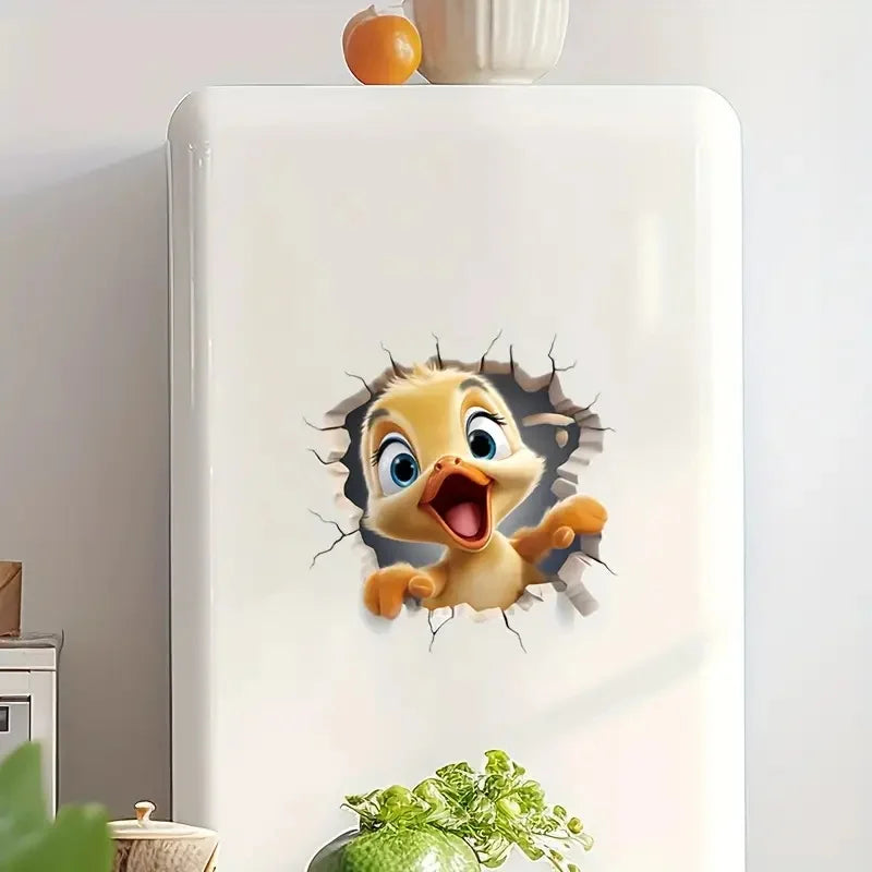 sticker mural oiseau dessin animé adhésif orange jaune gris blancintérieur moderne pvc