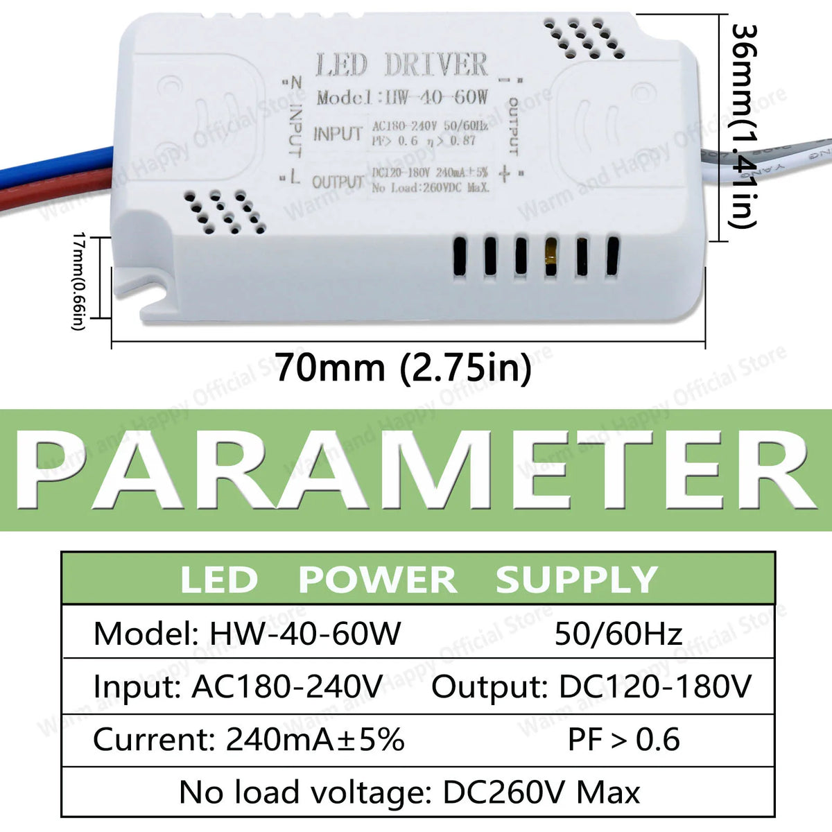 driver led blanc 40 60w constant current adhésif moderne câbles certifié rohs
