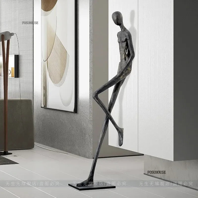 sculptures humaines modernes texture rugueuse noir gris beigeclair abstrait minimalisteDecorationIntérieureSculptureFigurinesHumainesStylisées