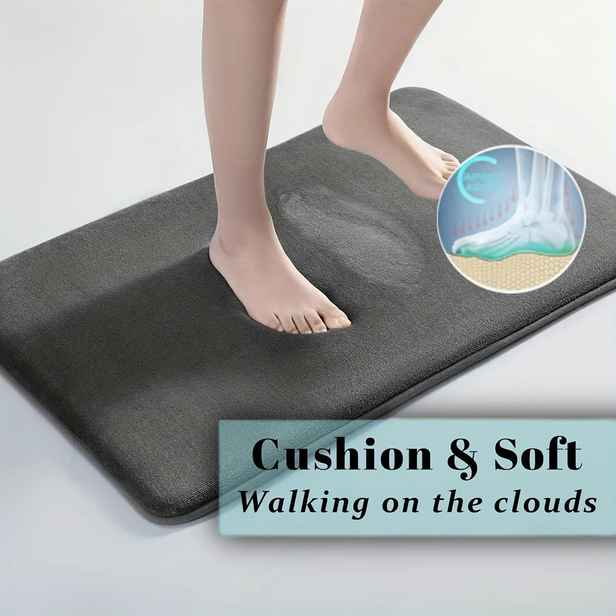 tapis bain gris motif fleurs noires texture douce moderne absorbant eau résistant saleté