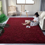 tapis rouge bordeaux doux moderne salon chambre décoration antidérapant polyester simple large