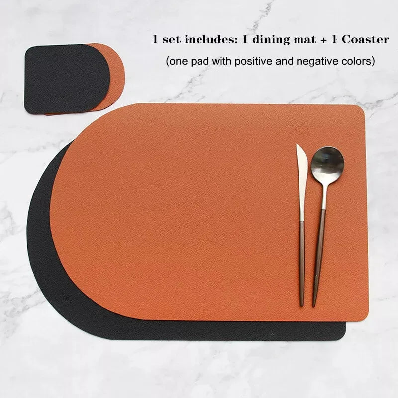 tapis table moderne cuir noir orange rose gris antidérapants résistants chaleur facile nettoyer
