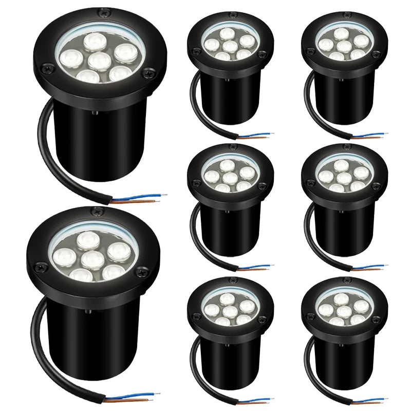 Spot LED noir moderne étanche IP68 fixé vis extérieur 6W 85 265V