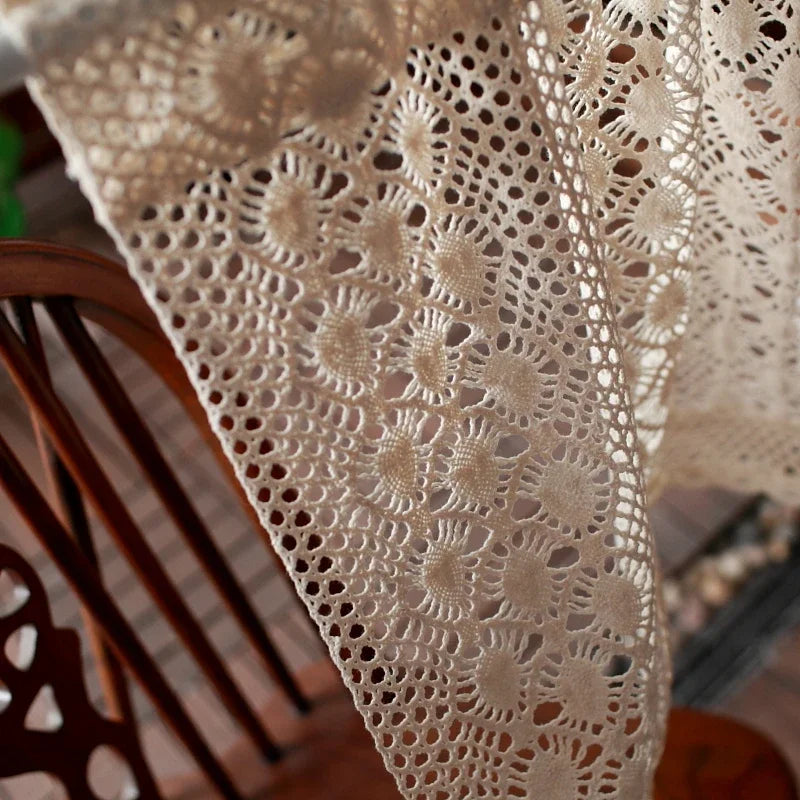 rideau crocheté floral traditionnel beige clair maison bureauextérieur fenêtrepaque polyester