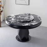 table manger ronde extensible imitation marbre noir moderne six chaises