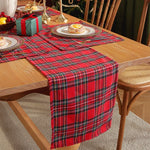table cheminement carreaux écossais vert rouge blanc hiver noël classique polyester coton