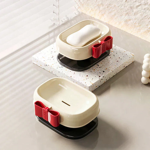 porte savon moderne beige noir rouge savon blanc conteneur salle bain élégant décoratif hygiène