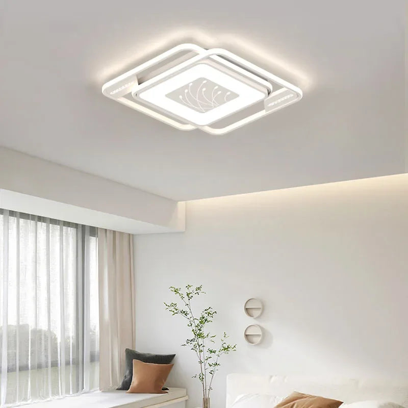 Lampes plafonnieres led moderne blanc geometrique floral chambre salon entrée