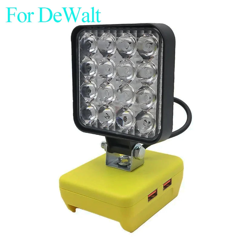 lampe travail led rechargeable batterie lithium portable compact noire jaune rouge moderne
