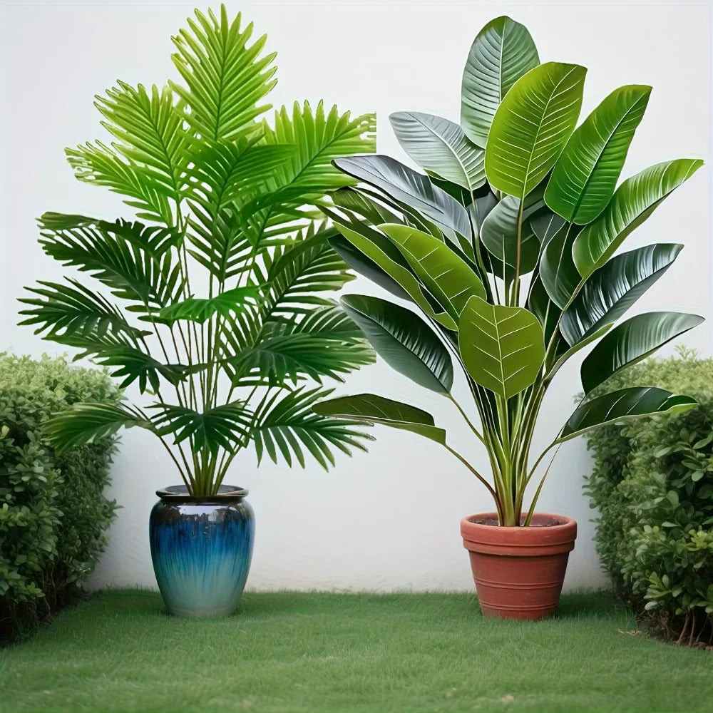 plantes artificielles bananier palmier decoration maison feuilles realistes pots decor tropical
