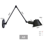 lampe murale articulée industrielle noir fixée éclairage chambre cuisine