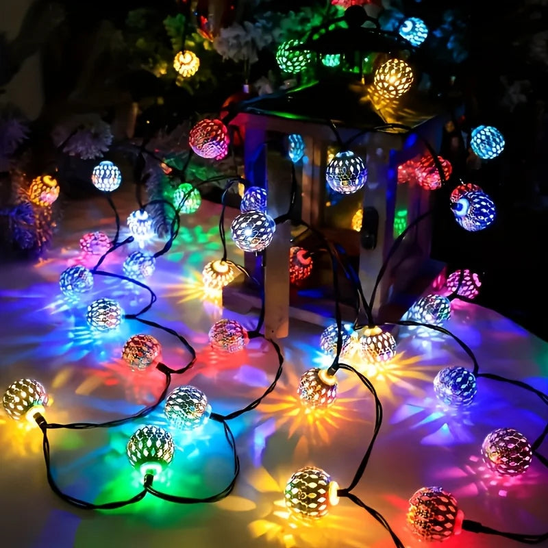 guirlande lumineuse solaire 30 led multicolore géométriques clips moderneextérieur festive jardin