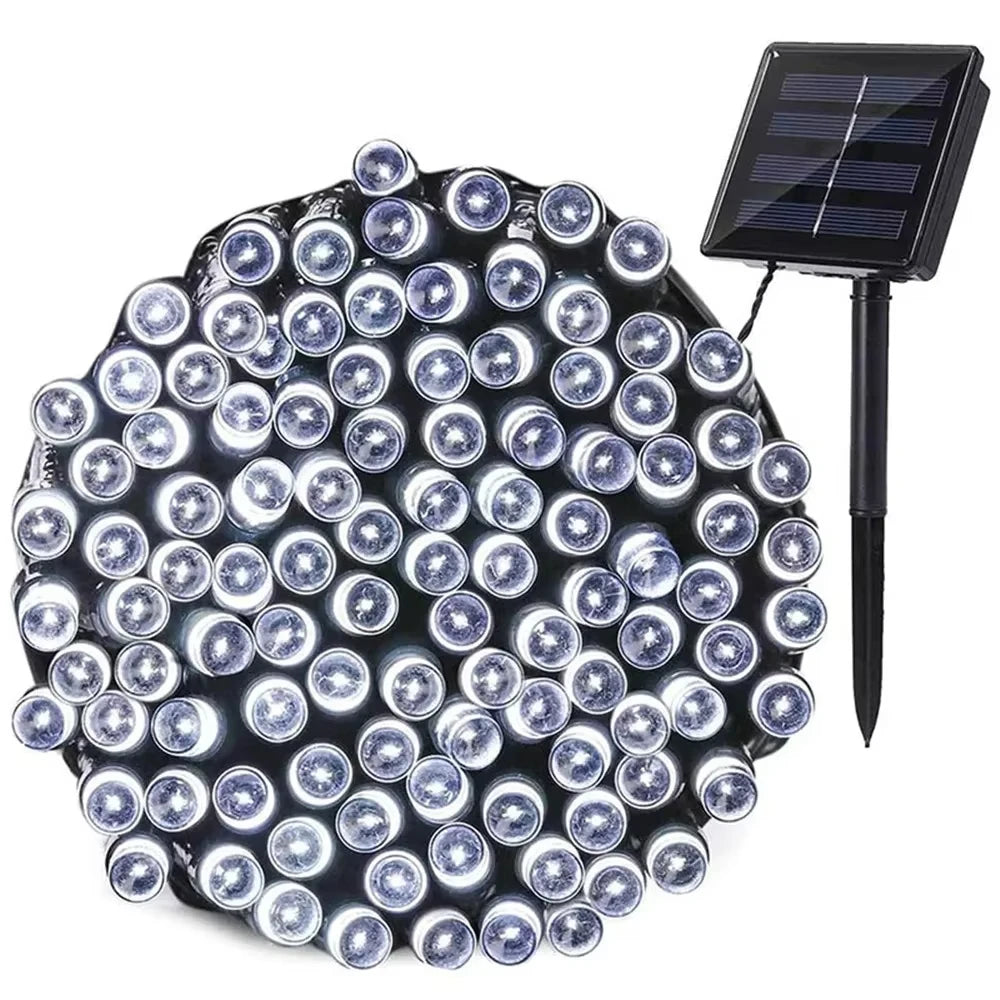 guirlande lumineuse solaire 300 led moderne noel decoration exterieure festive jardin feerique led autoinstallation