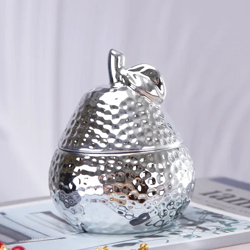 boîte bijoux fruit forme céramique or argent texture martelée moderne décoration rangement