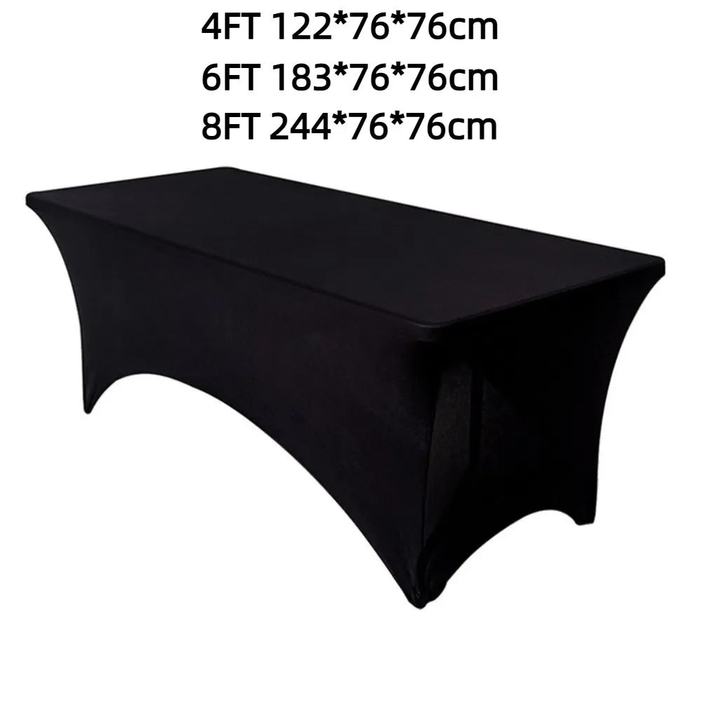 housses table réutilisables noires solides modernes adhésives fête pâques 4ft 6ft 8ft polyester
