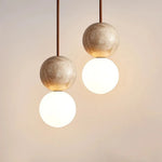 suspension lumineuse moderne pierre blanc beige brillante texture granuleuse 3000k 4000k 6000k