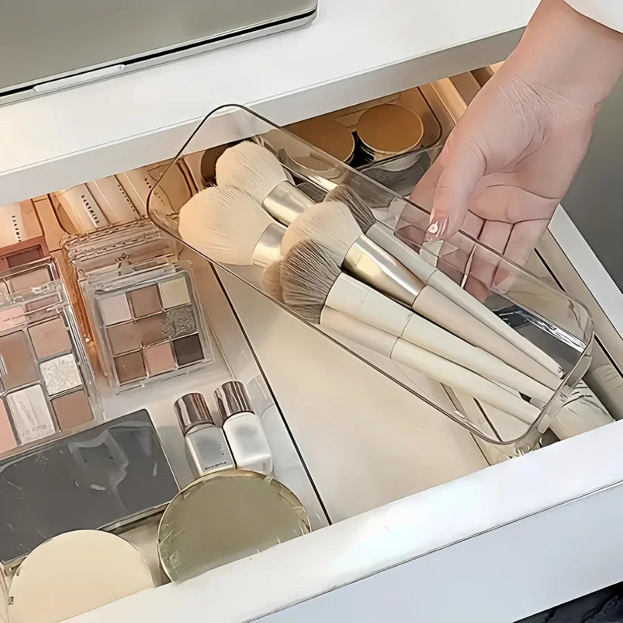 organiseur tiroir transparent compartiments multiples rangement cosmétiques réutilisable moderne sans motif