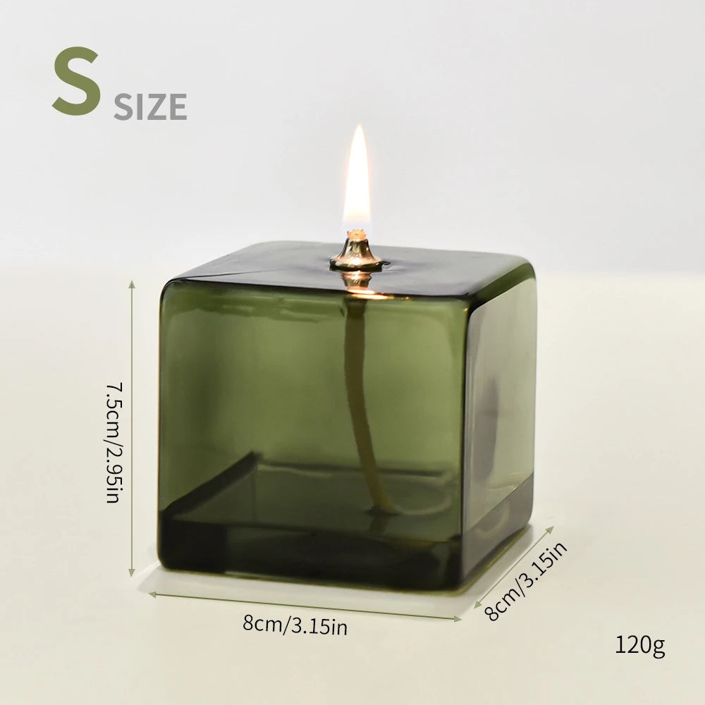 lampe huile vert foncé moderne verre borosilicate minimaliste sans bougie décoration intérieure maison