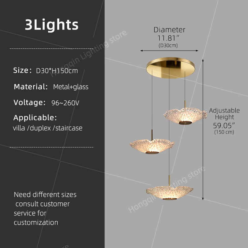 Suspension lumineuse contemporaine 15 lumières blanc doré D60 4000k 3000k 6000k
