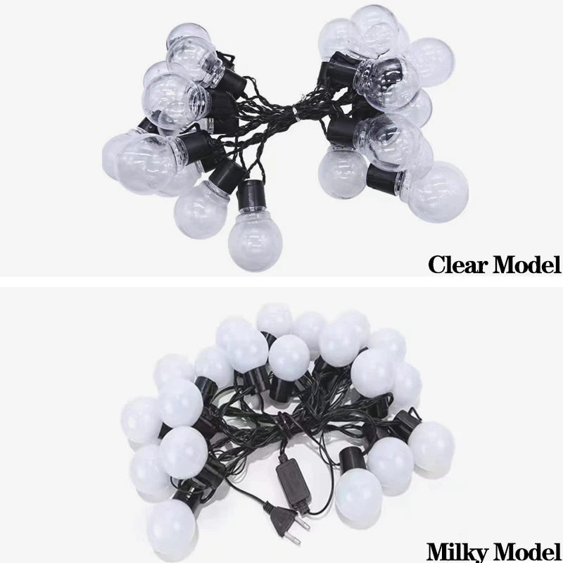 guirlande lumineuse noël blanc boules sphériques moderne clips câble noir 20 ampoules